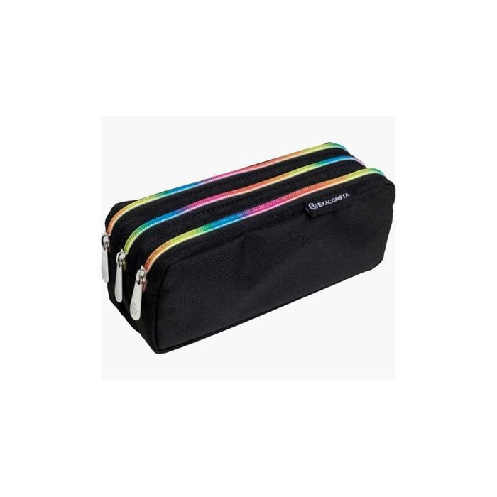 Pack De 6 Unidades Exacompta Estuche Rectangular 3 Compartimentos Raimbow Negro
