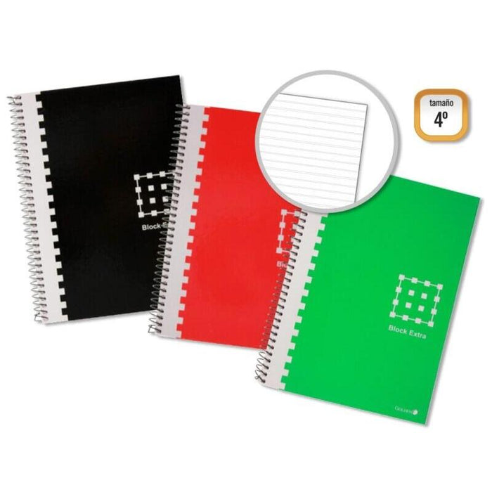 Pack De 6 Unidades Golden Cuaderno Espiral 4âº 80 Hojas 60grs Pautado 3.5mm - Margen Remarcado - Tapa Extradura -