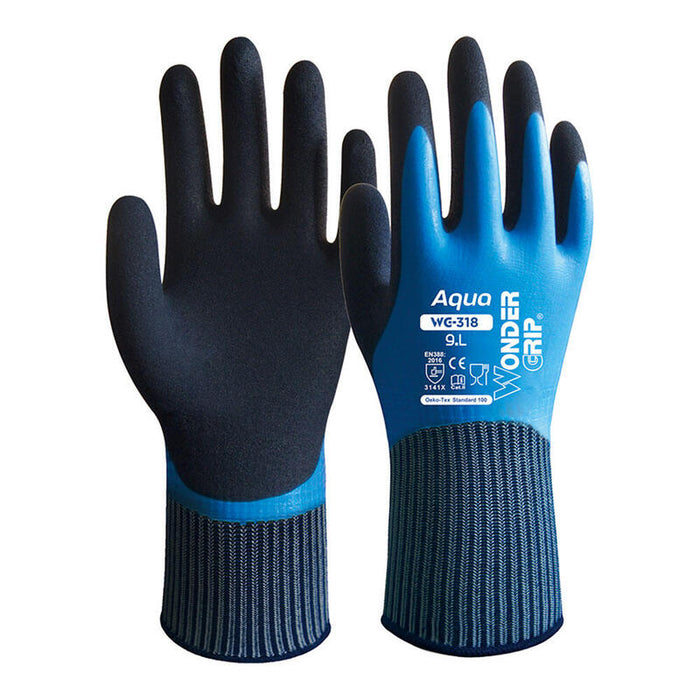 Pack De 6 Unidades - Guante Nailon Doble Recubrimiento Latex, 100% Resistente Al Agua, Talla 09
