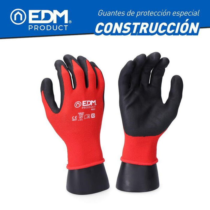 Pack De 6 Unidades - Guante Poliéster Con Palma Latex Para Construcción, T-07