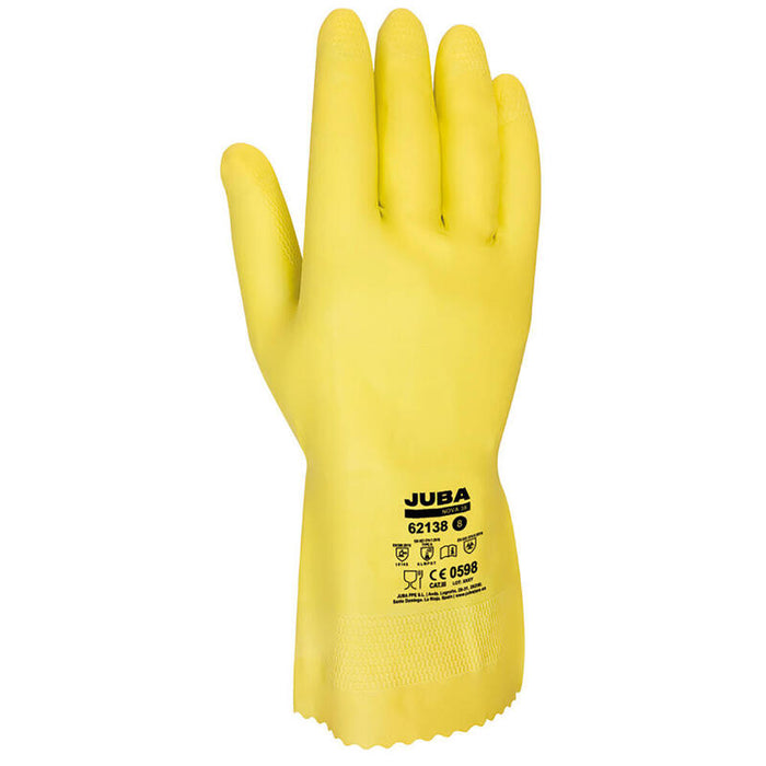 Pack De 6 Unidades - Guante Trabajo Con Químicos Eco. Látex/Algodón Talla 6 Juba
