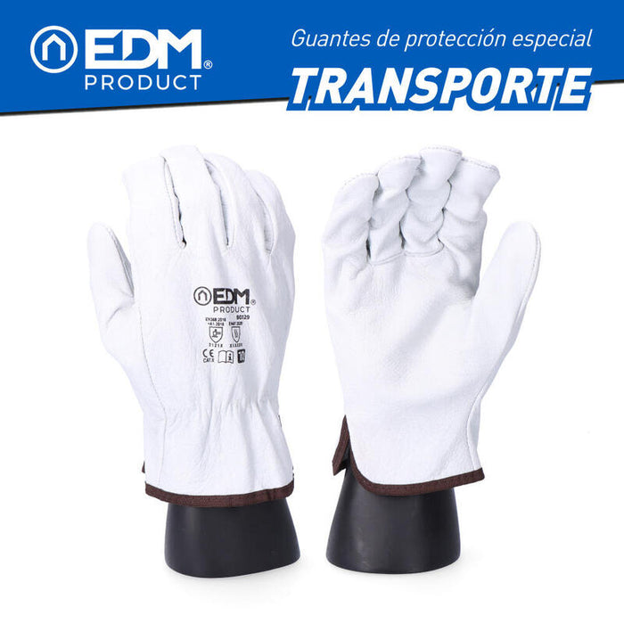Pack De 6 Unidades - Guante Transporte De Piel Flor Vacuno Talla 8 Edm