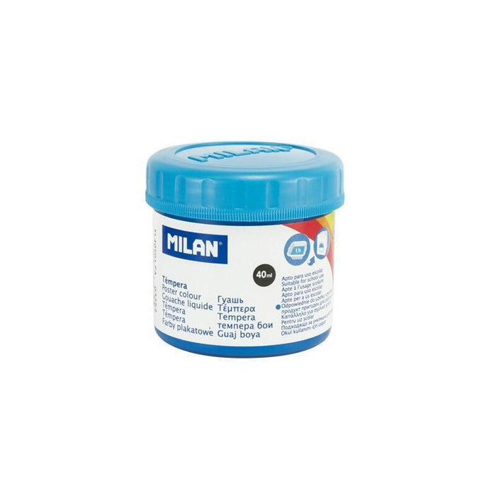 Pack De 6 Unidades Milan Bote De Tempera 40ml - Secado Rapido - Mezclable - Color Cyan