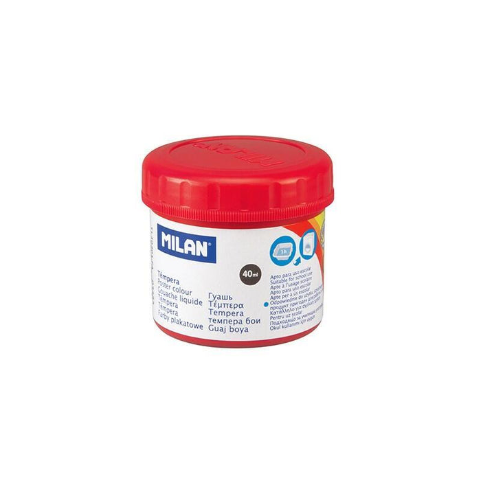 Pack De 6 Unidades Milan Bote De Tempera 40ml - Secado Rapido - Mezclable - Color Rojo Bermellon