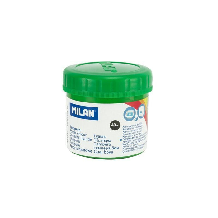 Pack De 6 Unidades Milan Bote De Tempera 40ml - Secado Rapido - Mezclable - Color Verde Claro