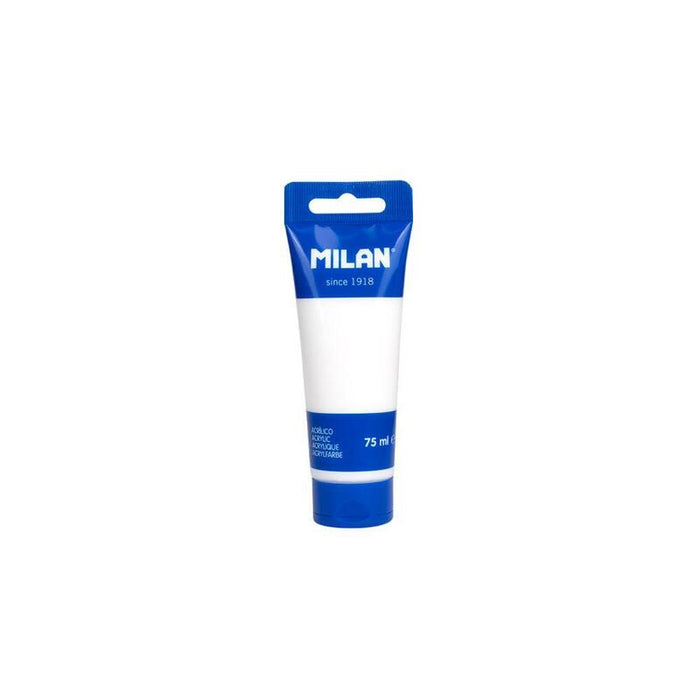 Pack De 6 Unidades Milan Tubo De Pintura Acrilica 75ml - Pigmentos De Alta Calidad - Mezclable - Color Blanco