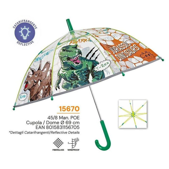 Pack De 6 Unidades - Paraguas Manual Dinosaurio 45cm