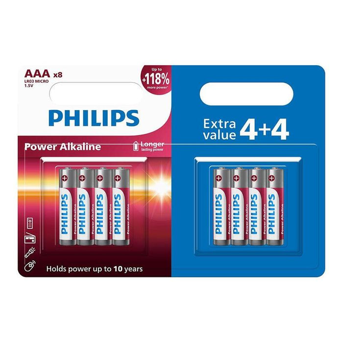 Pack De 6 Unidades - Pila Power Alcalina Aaa, Lr03, 1,5 V, Ø10,5 X 44,5 Mm, Blíster 8 (4+4) Uds