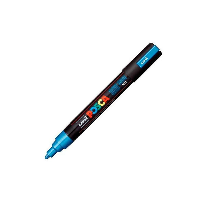 Pack De 6 Unidades Posca Marcador  Pc-5m No Permanente Punta Forma De Bala 1,8 - 2,5 Mm Azul Metálico
