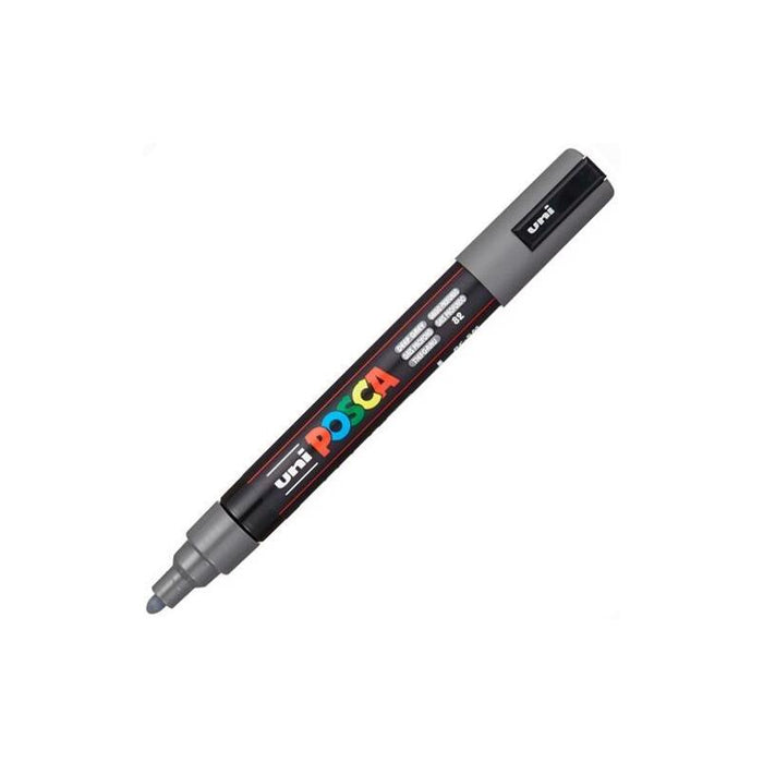 Pack De 6 Unidades Posca Marcador  Pc-5m No Permanente Punta Forma De Bala 1,8 - 2,5 Mm Gris Profundo