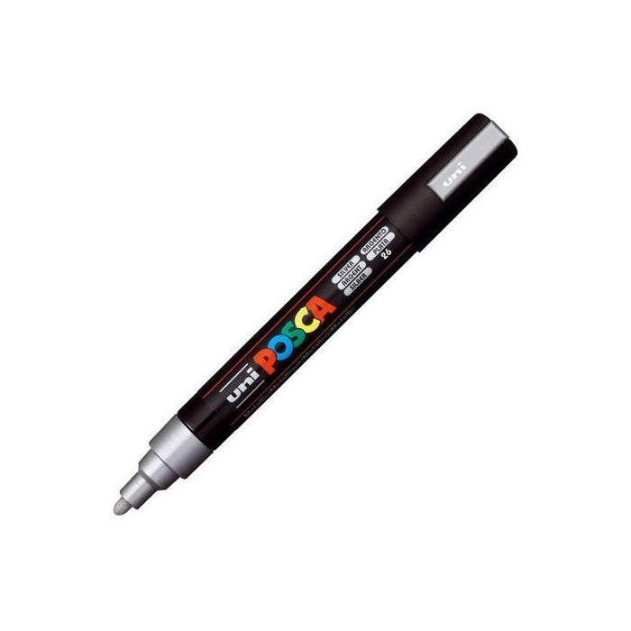 Pack De 6 Unidades Posca Marcador  Pc-5m No Permanente Punta Forma De Bala 1,8 - 2,5 Mm Plata