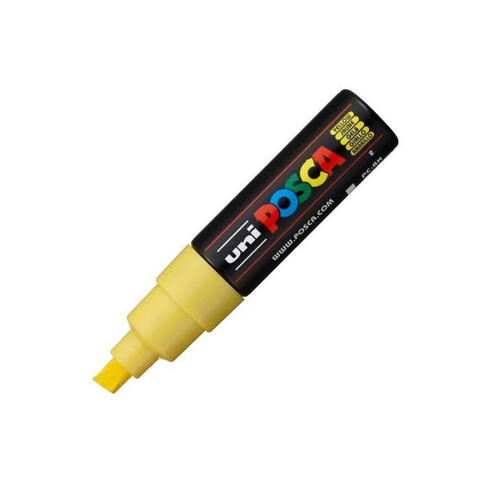 Pack De 6 Unidades Posca Marcador  Pc-8k No Permanente Punta Biselada 8.0mm Amarillo