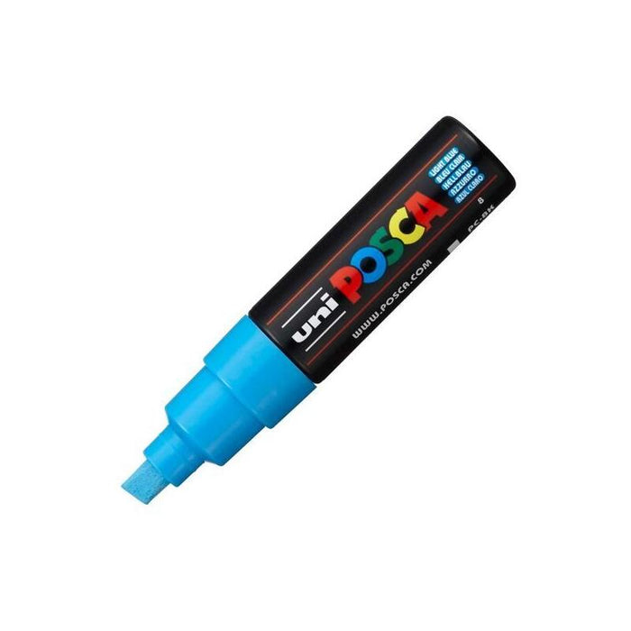 Pack De 6 Unidades Posca Marcador  Pc-8k No Permanente Punta Biselada 8.0mm Azul Claro