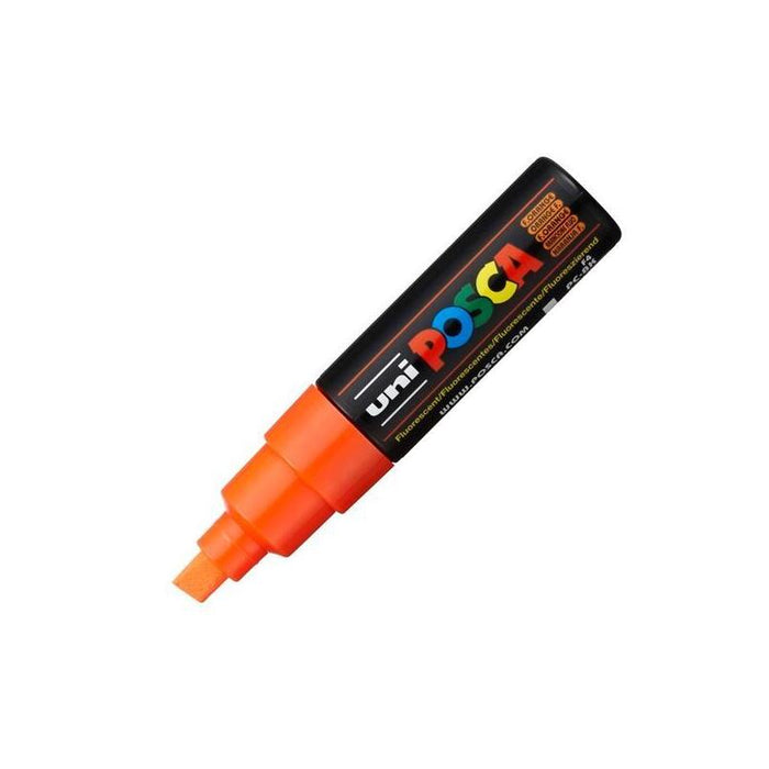 Pack De 6 Unidades Posca Marcador  Pc-8k No Permanente Punta Biselada 8.0mm Naranja Fluor