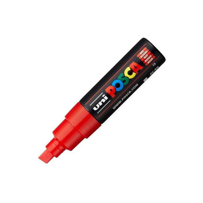 Pack De 6 Unidades Posca Marcador  Pc-8k No Permanente Punta Biselada 8.0mm Rojo