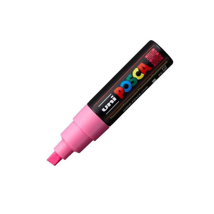 Pack De 6 Unidades Posca Marcador  Pc-8k No Permanente Punta Biselada 8.0mm Rosa Fluor
