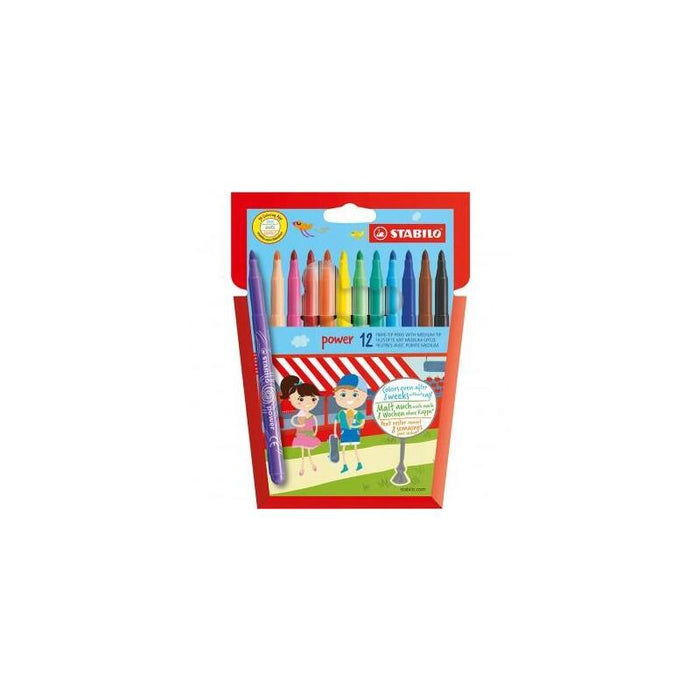 Pack De 6 Unidades Stabilo Rotuladores Power Colores Surtidos Estuche 12 Ud