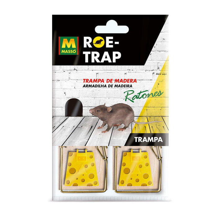 Pack De 6 Unidades - Trampa Para Ratones Con Cebo Roe-Trap De Madera, 2 Uds