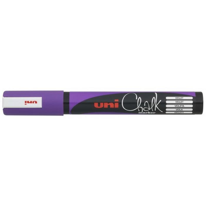 Pack De 6 Unidades Uni-Ball Pwe-5m Marcador De Tiza Liquida - Punta Conica 1.8-2.5mm - Borrado En Humedo - Resistente A