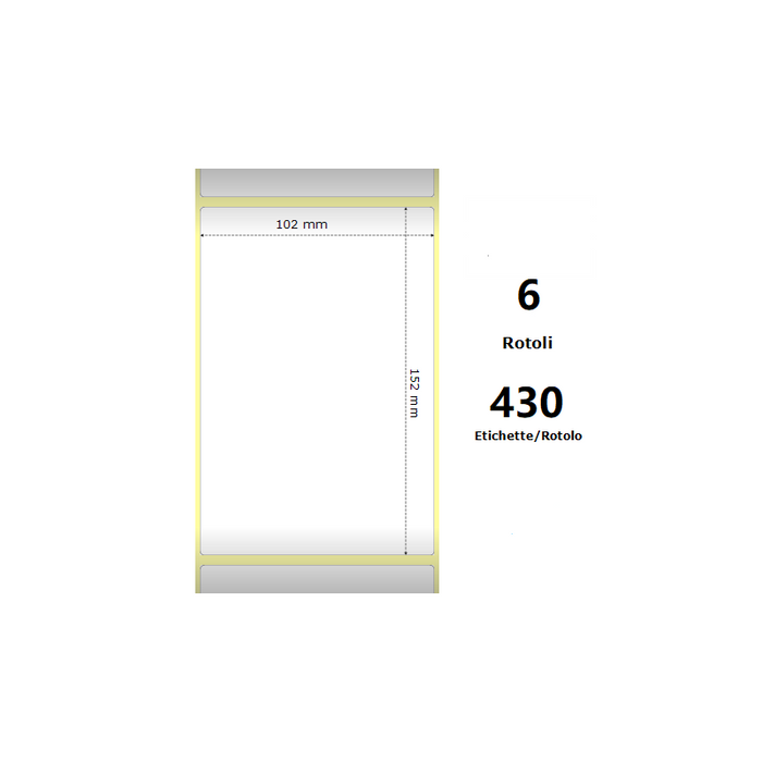 Pack De 6 Unidades White 102x152mm 430 Et/Rotolo Z-2000d 4x6x1 Core 6 Rolls