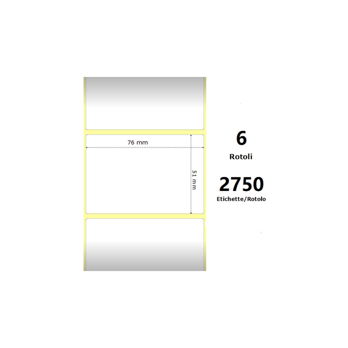 Pack De 6 Unidades White 76x51mm 2750 Et/Rotolo Z-2000d 3x2x3 Core Circonferenza 174mm Ze10000295