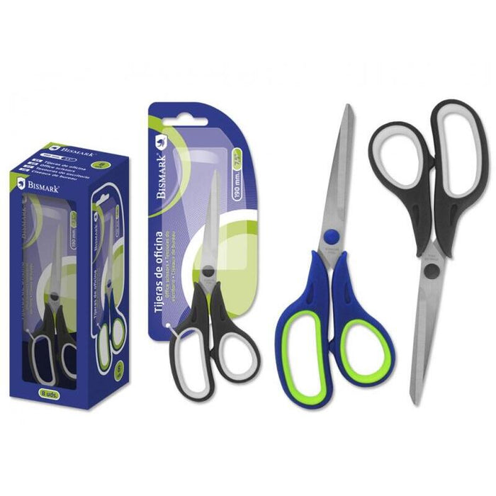 Pack De 8 Unidades Bismark Tijeras Oficina Acero Inoxidable - Empuñadura Ergonomica - Muy Ligeras Y Resistentes - Color