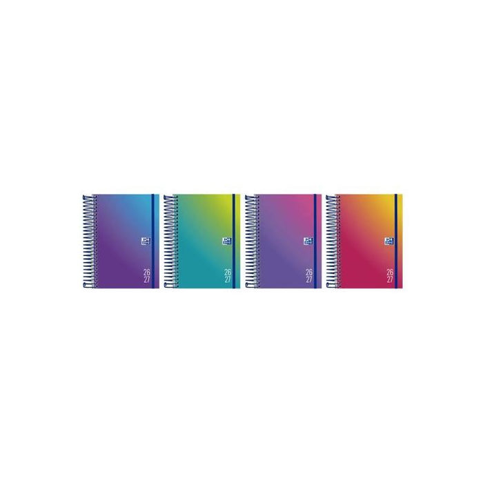 Pack De 8 Unidades Oxford Gradient Agenda Escolar Con Espiral - Castellano - Tapa Extradura - Formato Octavo - Dia
