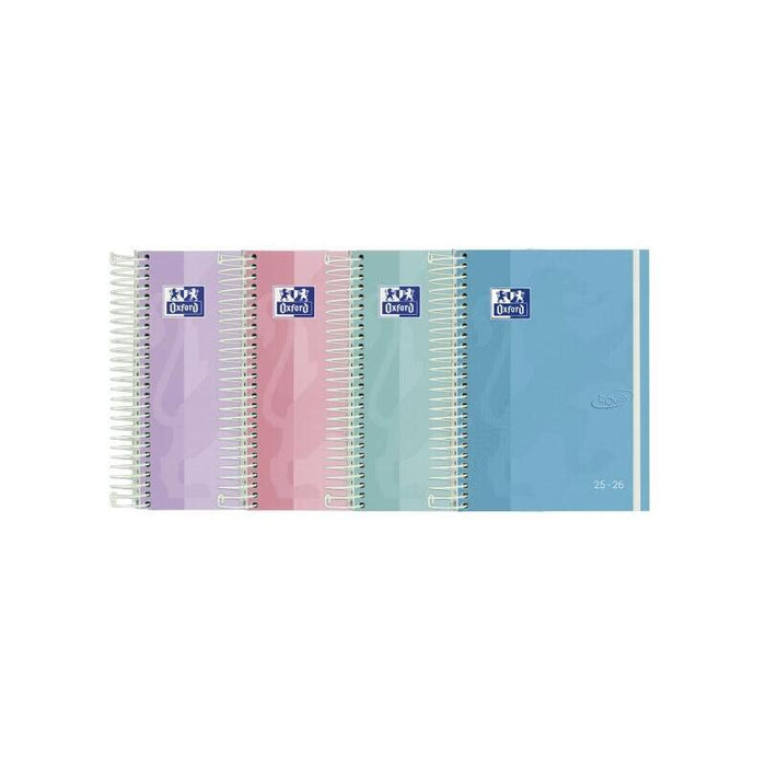 Pack De 8 Unidades Oxford Touch Pastel Agenda Escolar 25/26 Espiral Semana Vista - Tamaño 8º - Tapa Extradura