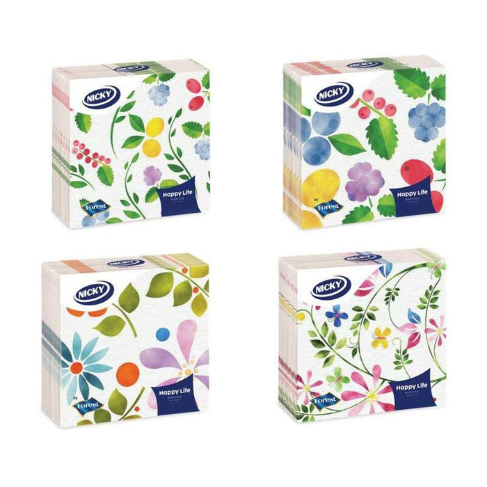 Pack De 8 Unidades - Servilletas De Papel Happy Life, 40 Uds, 33 X 33 Cm, Modelos Variados