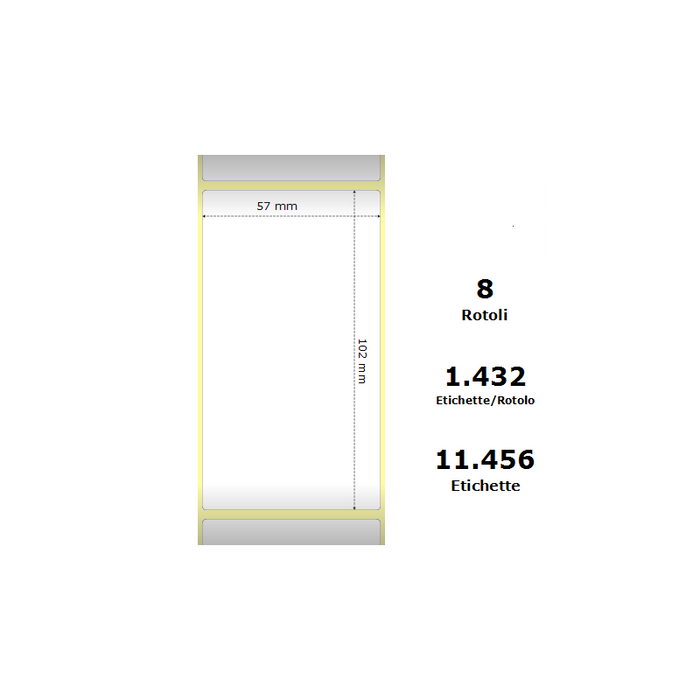 Pack De 8 Unidades White 57x102mm 1432 Et/Rotolo Z-2000d 2.2x4x3 Core 8 Rolls