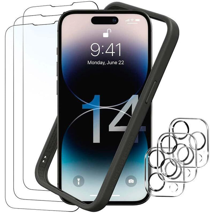 Pack De Accesorios Iphone 14 Pro Max Con 3 Protectores De Pantalla + 3 Protectores De Cámara + Funda Bumper