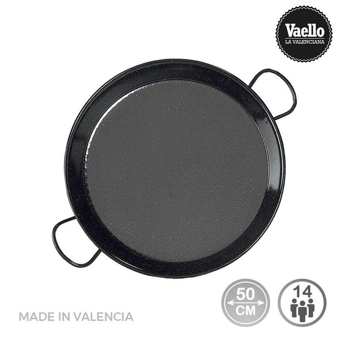 Paellera Tradicional Acero Esmaltado Ø50cm (14 Personas). Vaello