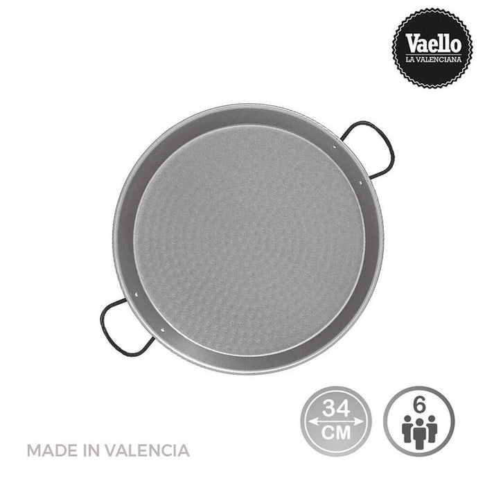 Paellera Tradicional Acero Pulido Ø34cm (6 Personas). Vaello