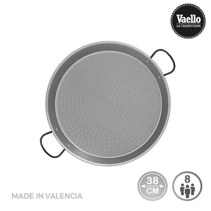 Paellera Tradicional Acero Pulido Ø38cm (8 Personas). Vaello