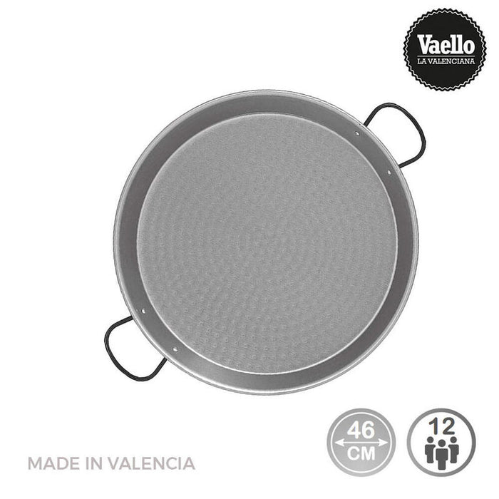 Paellera Tradicional Acero Pulido Ø46cm (12 Personas). Vaello