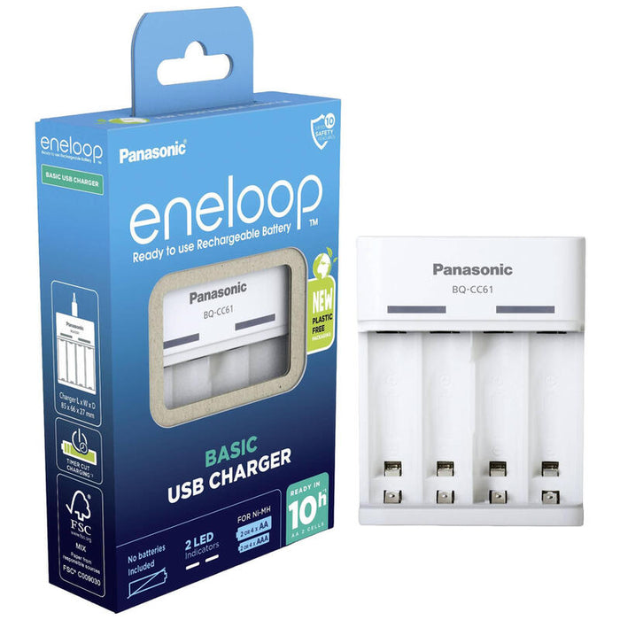 Panasonic Eneloop Cargador Básico Usb Bq-Cc61 Sin Baterías
