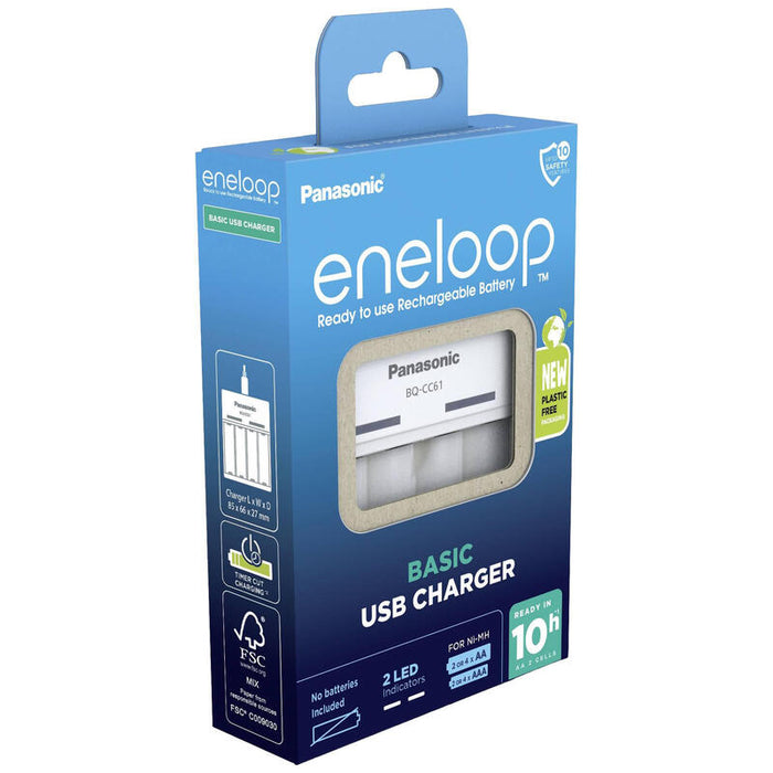 Panasonic Eneloop Cargador Básico Usb Bq-Cc61 Sin Baterías