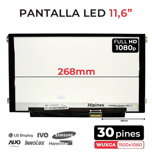 Pantalla 11.6" Para Portátil Nv116Whm-N47 Con Brackets
