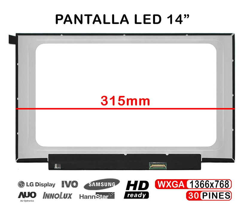 Pantalla Led Brillo De 14" Para Portátil B140Xtn07.2 B140Xtn07.2 Hw1A 315Mm