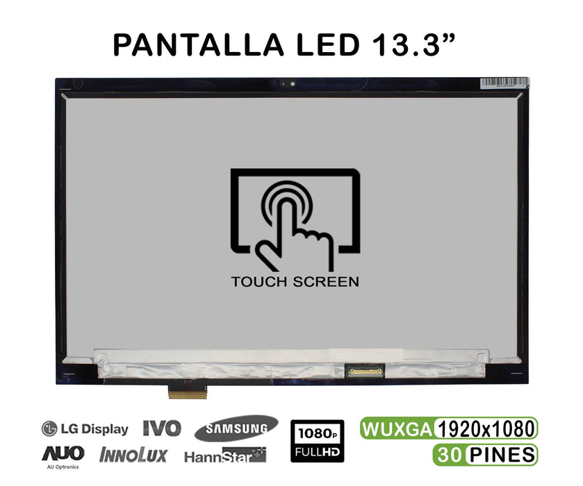Pantalla Con Cristal De 13.3" Para Portátil Lenovo Thinkpad X380 Yoga 20Lh Fhd 02Da168