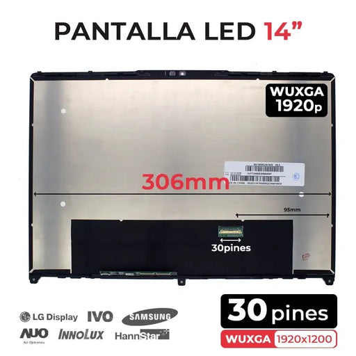 Pantalla Led De 14" Táctil Para Portátil Nv140Wum-N49 Nv140Wum N49 V8.0 Con Marco
