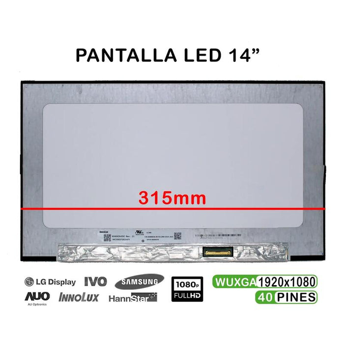 Pantalla Led De 14" Para Portátil N140hcn E5c Fhd 40 Pines