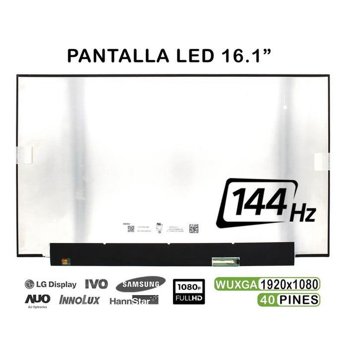 Pantalla Led De 16.1" Para Portátil N161hma Gak 144hz 1920x1080 40 Pines