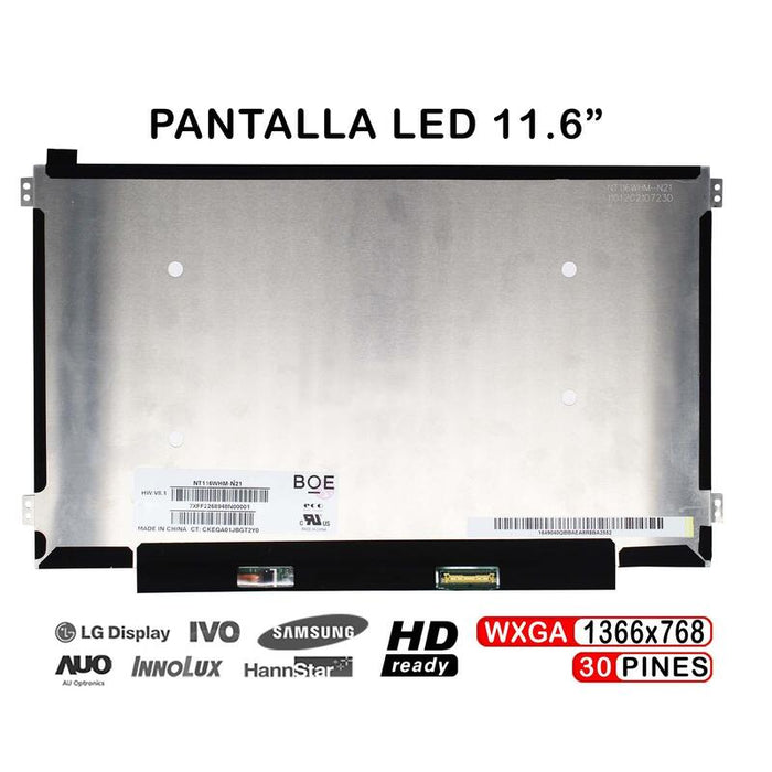 Pantalla Led Mate De 11.6" Para Portátil Nt116whm-N21 30 Pines