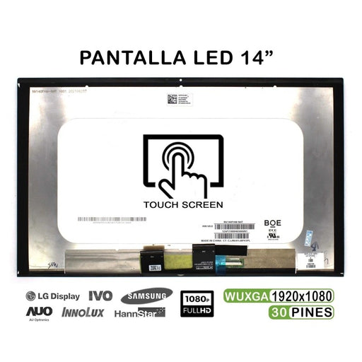 Pantalla Led Táctil 14" Para Portátil Hp Pavilion X360 14-Dy Sin Marco De Plástico + Cristal Frontal