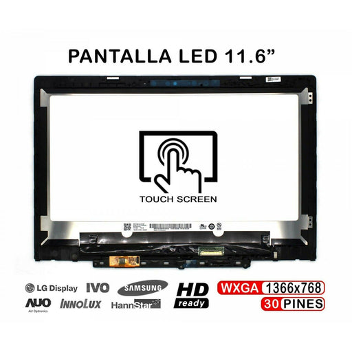 Pantalla Led Táctil Con Marco De 11.6" Para Portátil Lenovo Chromebook 300E 2Nd Gen 81Qc Mtk Con G-Sensor