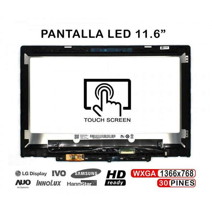 Pantalla Led Táctil Con Marco De 11.6" Para Portátil Lenovo Chromebook 300E 2Nd Gen 81Qc Mtk Con G-Sensor