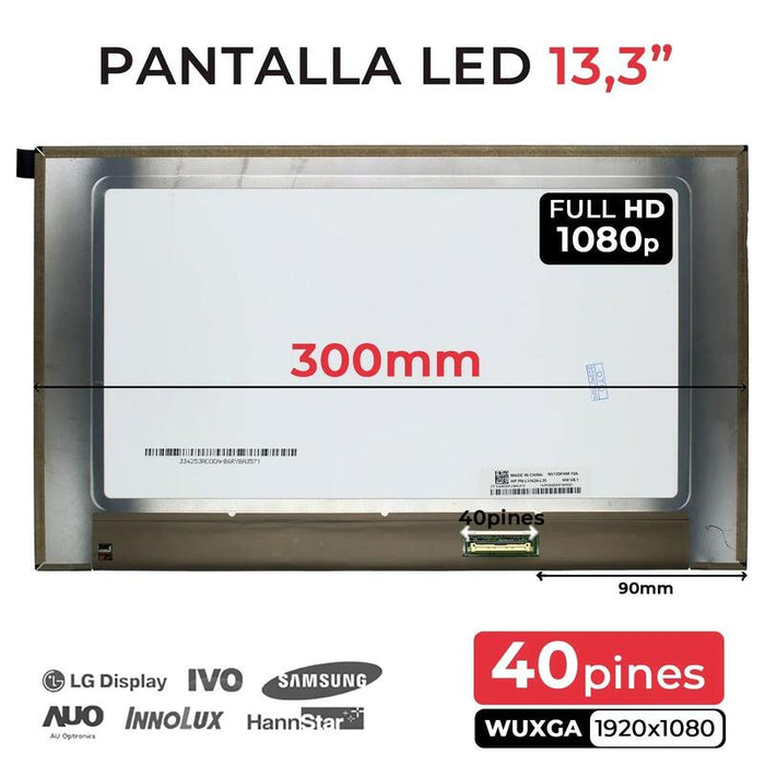 Pantalla Led Táctil De 13.3" Para Portátil Nv133fhm T0a 40 Pines