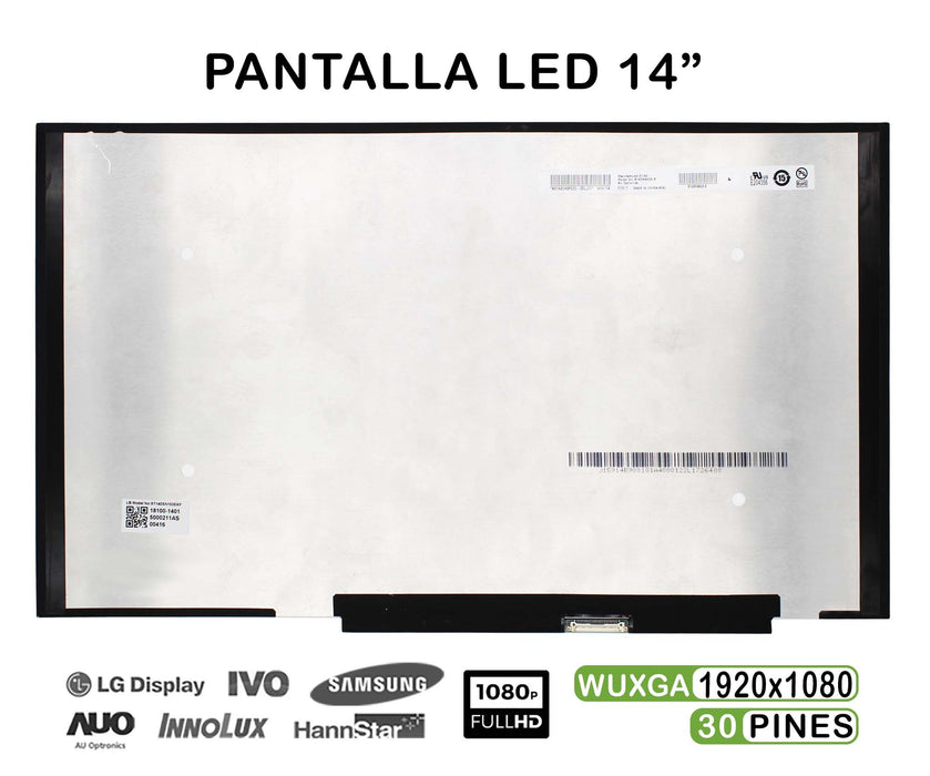 Pantalla Led De 14" Para Portátil 5D11B60376 Fhd 30 Pines