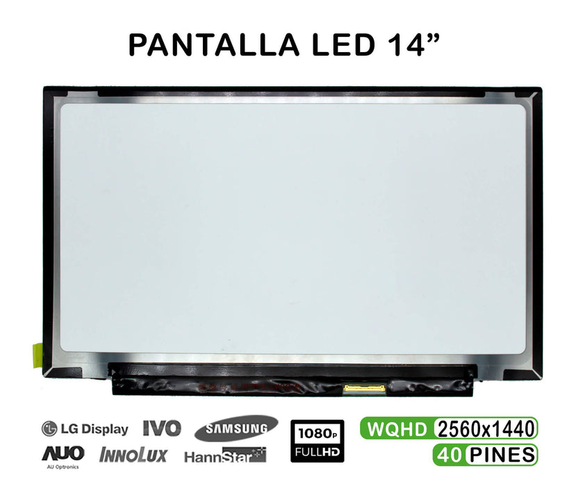 Pantalla Led De 14" Para Portátil B140Qan01.0 2560X1440 40 Pines